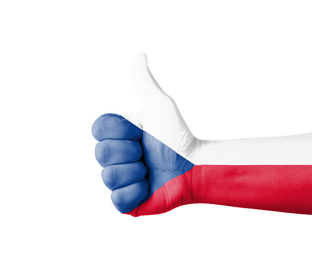 Hand with thumb up, Czech  flag painted