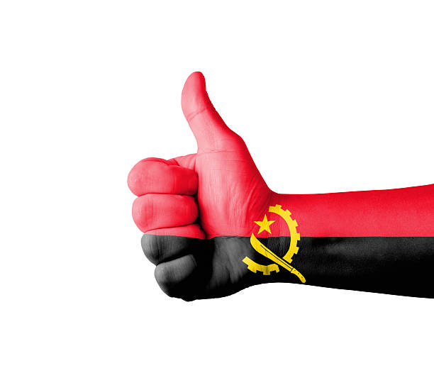Hand with thumb up,Angola  flag painted