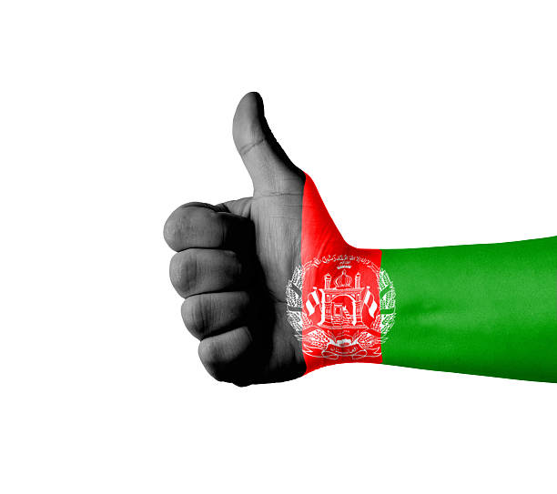 Hand with thumb up, Afghanistan  flag painted
