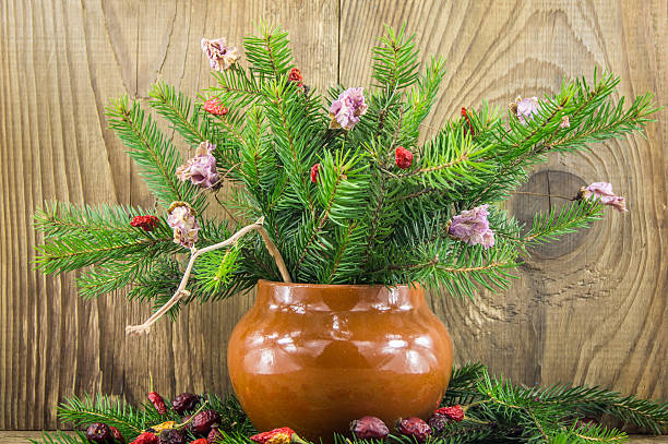 istock Bright christmas composition on wooden background 456794449