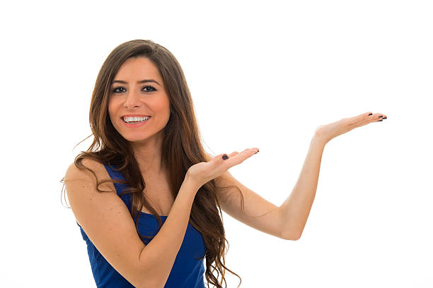 istock Woman presenting a product 456799225