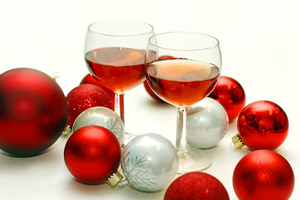 istock Two Wine Glasses Surrounded by Christmas Decorations 456822399