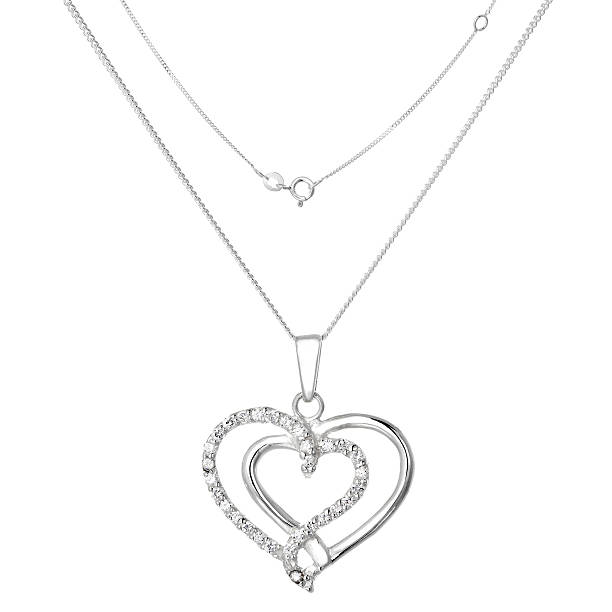 istock Silver chain and pendant in the shape of heart 456823149