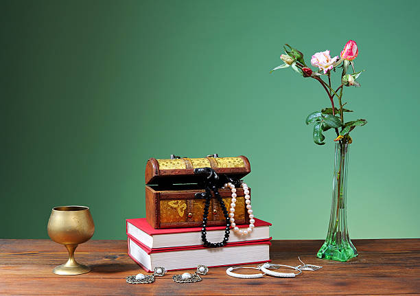 istock Jewelry in box and flowers 456851629