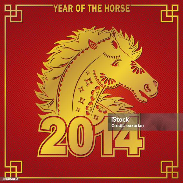 Golden Horse Symbole 2014 Vecteurs libres de droits et plus d'images vectorielles de 2014 - 2014, Année du Cheval, Art