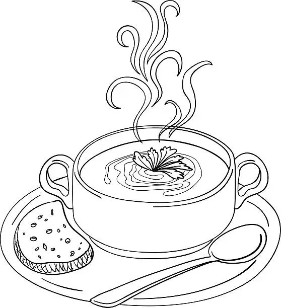 Vector illustration of Soup sketch illustration