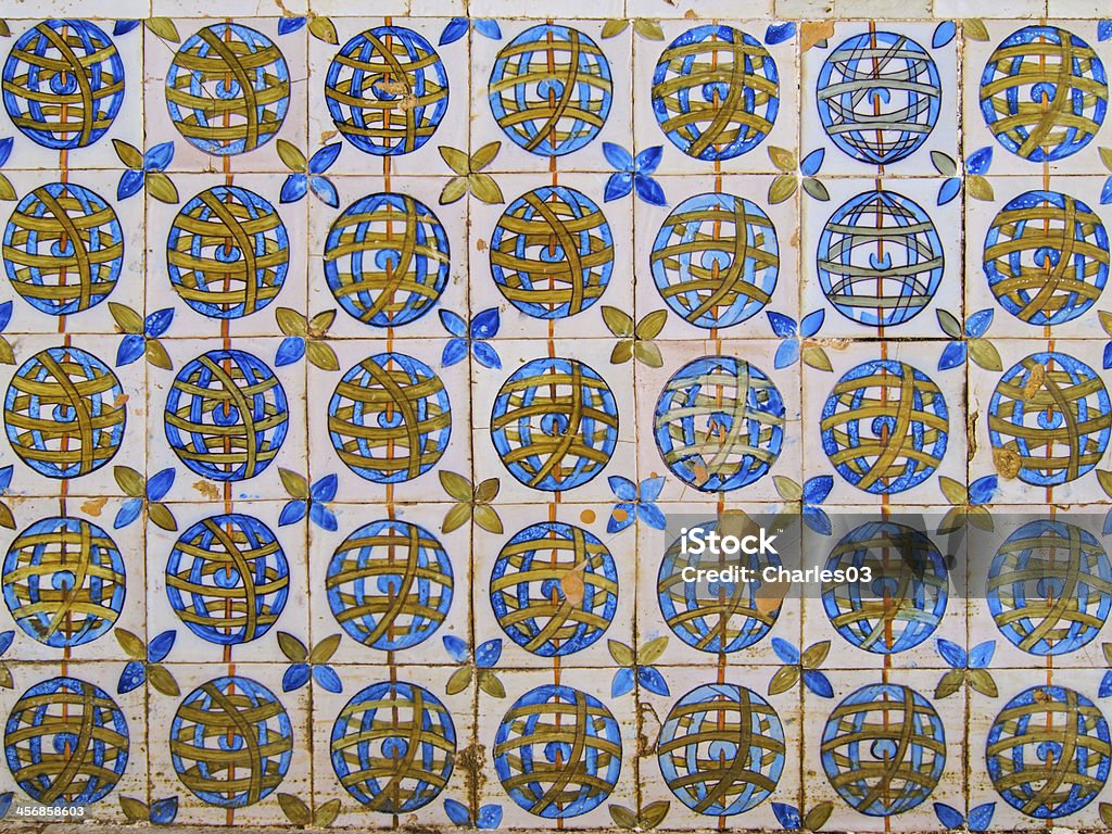 Portuguese Tiles Portuguese Ceramic Tiles - Houses built in a traditional style are covered with such decoration. Architecture Stock Photo