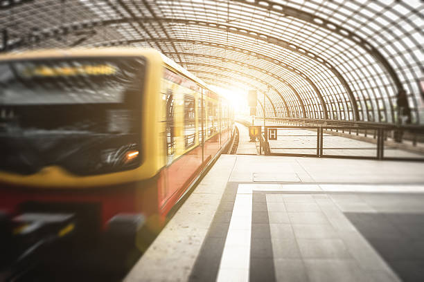 istock Urban train in a futuristic station 456859363