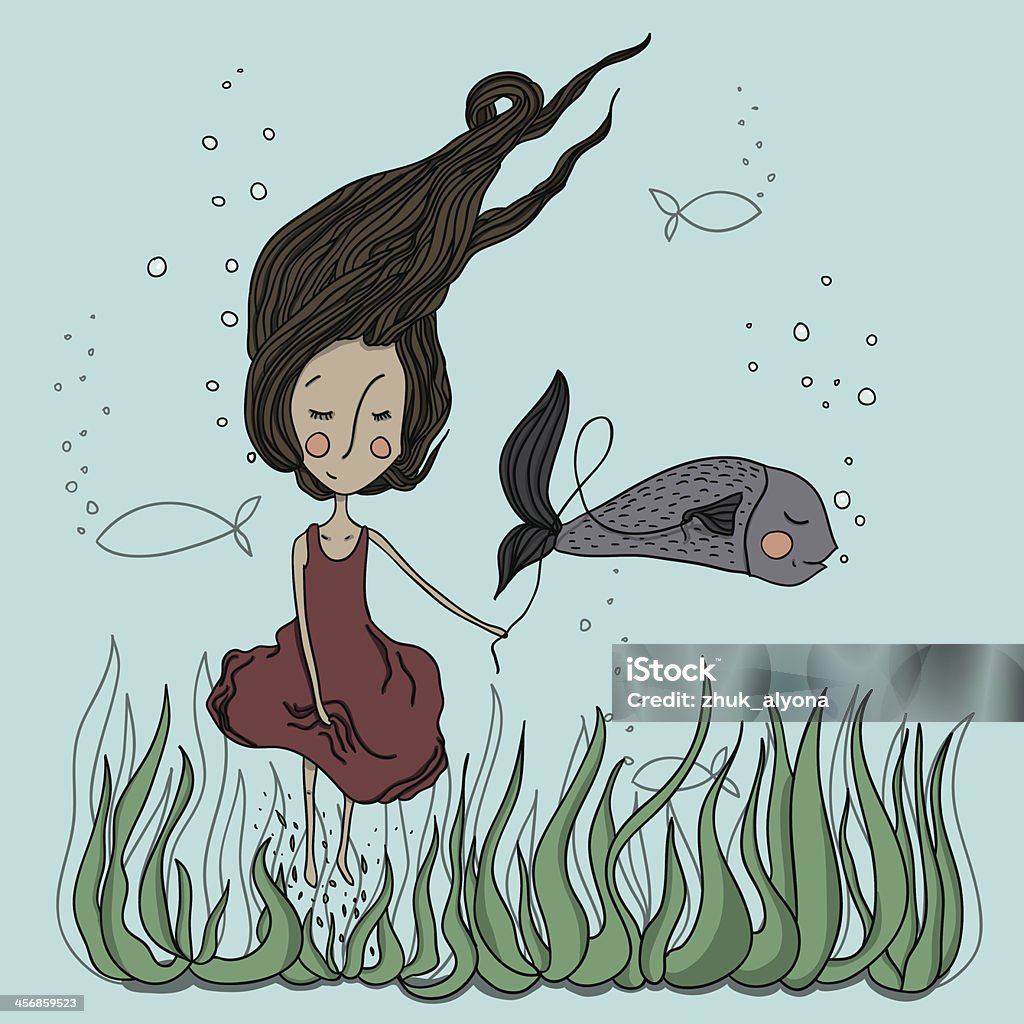 Friends With Fish Stock Illustration - Download Image Now - Baby - Human  Age, Baby Girls, Cartoon - iStock