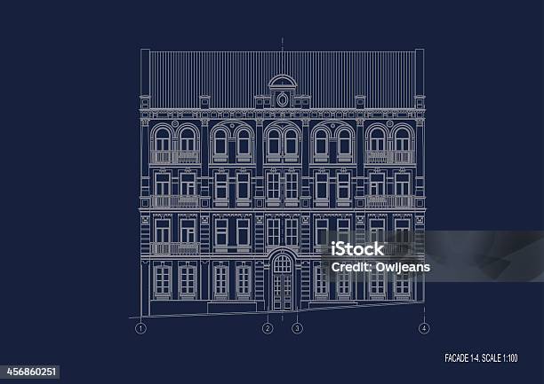 Paper Building Design Renaissance Facade In Renaissance On The Blue Paper Stock Illustration - Download ...