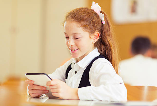 istock Primary school girl using digital tablet in classroom 456863863