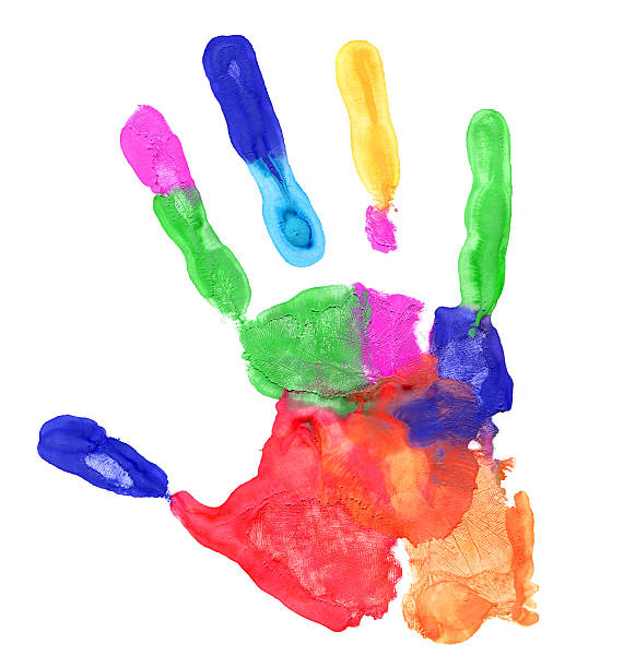 istock Close up of colored hand print on white 456865089