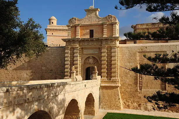 Bridge and moat defence of the old city walled entrance.