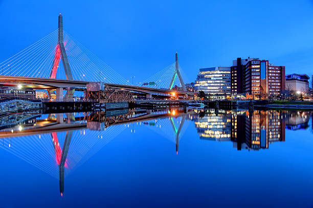 istock Holiday Lights on the Zakim Bridge 456874917