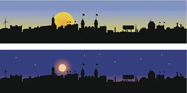 Vector illustration of Worcester MA - Day and Night