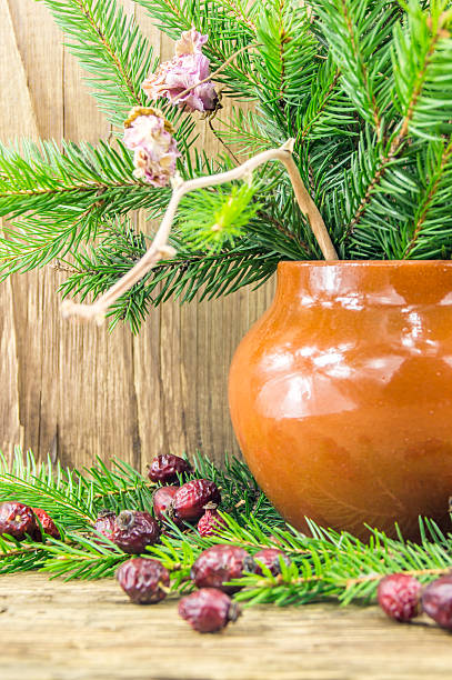 istock Bright christmas composition on wooden background 456884189
