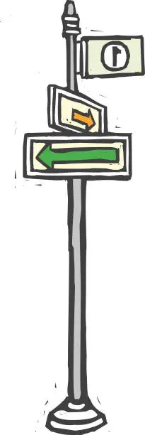 Vector illustration of guidepost is placed