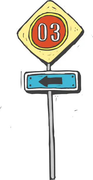 Vector illustration of guidepost is placed