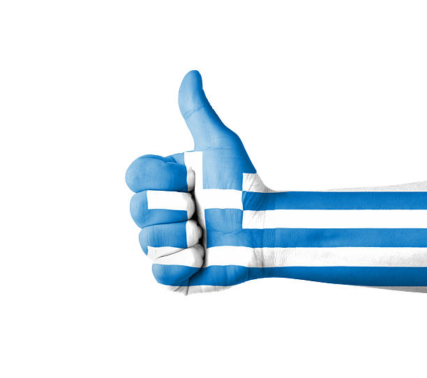 Hand with thumb up, Greece  flag painted