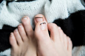 elegant french pedicure with black smile