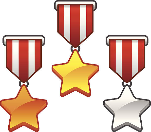 star medali - medal bronze medal military star shape stock illustrations