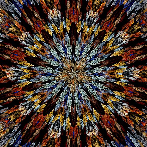 istock Abstract fractal image resembling a puffed colorful star flower 456898107