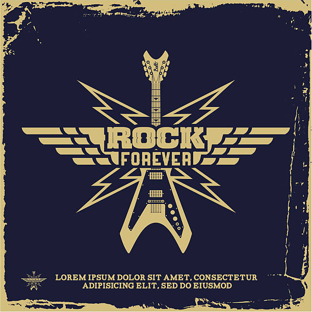 vintage label with rock forever and guitar(T-Shirt Print)