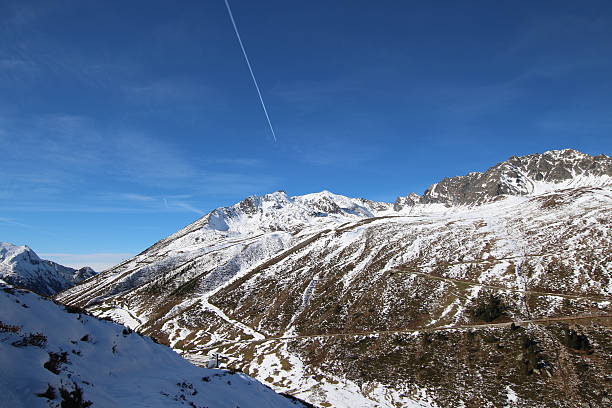 istock Vapor Trail, Blue Sky and Snow, Panorama Hirschebensee, Tyrol, Austria 456900155