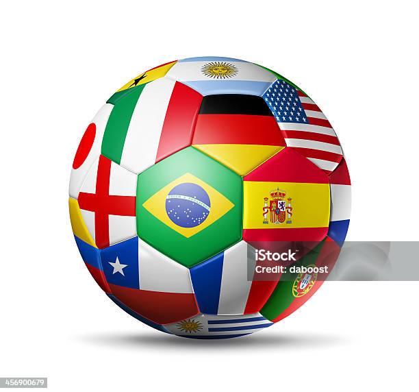 Foto de 2014 De Futebol Com Bola De Futebol Com Mundo Equipes Bandeiras e mais fotos de stock de 2014