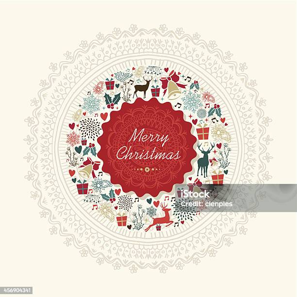 Vintage Christmas Greeting Card Background Stock Illustration - Download Image Now - Abstract, Animal, Art