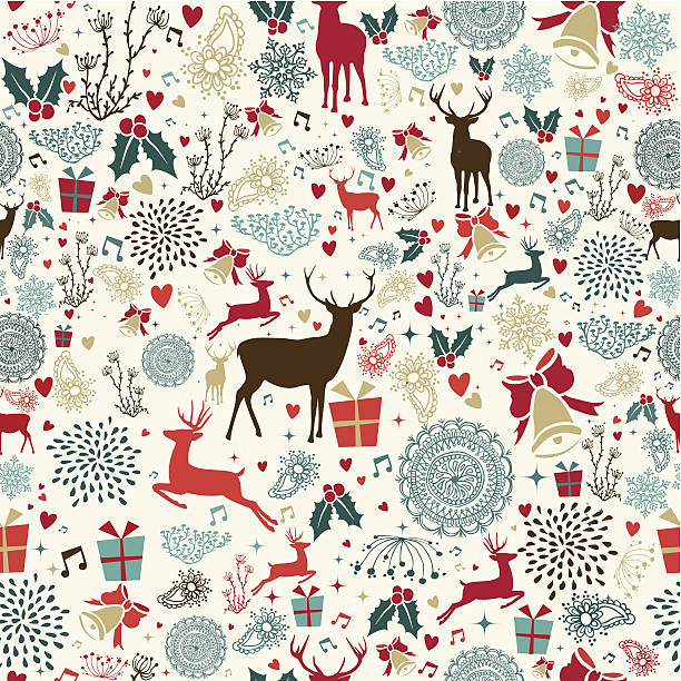 Vintage Christmas elements seamless pattern wrapping background. EPS10 vector file organized in layers for easy editing.