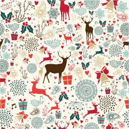Vintage Christmas elements seamless pattern wrapping background. EPS10 vector file organized in layers for easy editing.