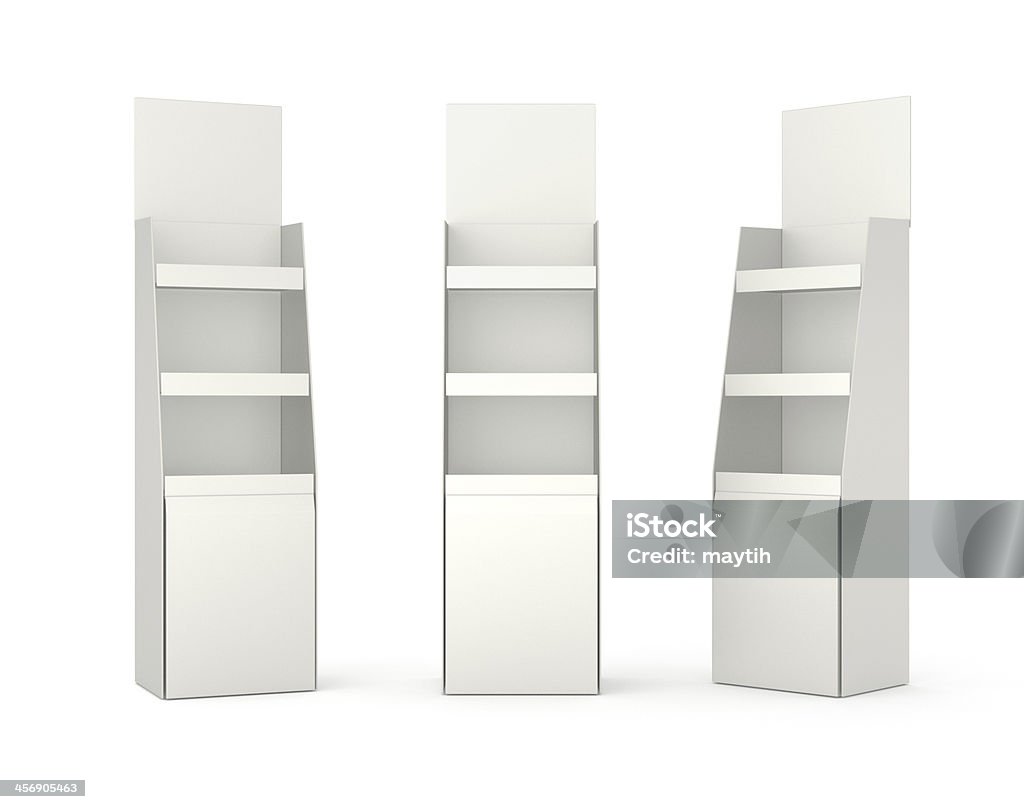 set of displays with shelves on white set of displays with shelves with different angles on white. render Retail Display Stock Photo