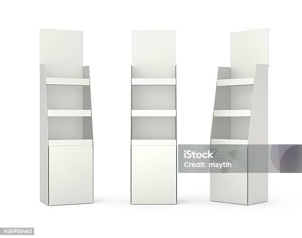 Set Of Displays With Shelves On White Stock Photo - Download Image Now - Retail Display, Collection, Store