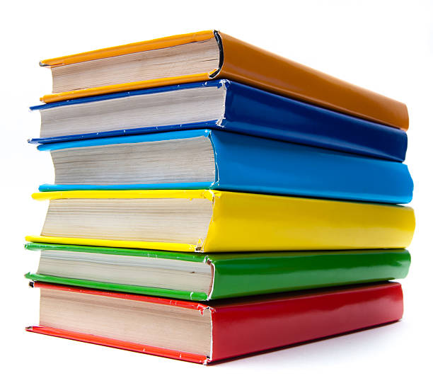 istock Colorful real books on white background 456907985