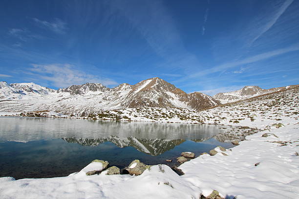 istock Reflection, Snow & Ice in Autumn, Panorama Hirschebensee, Tyrol, Austria 456908119