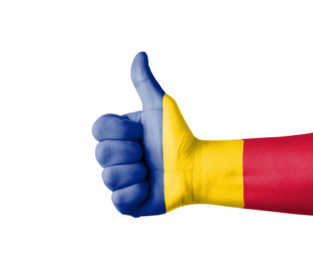 Hand with thumb up, Romania  flag painted