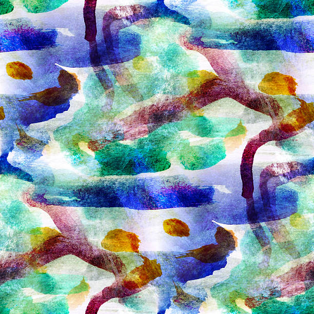 istock abstract green, blue avant-garde seamless wallpaper watercolor a 456911983