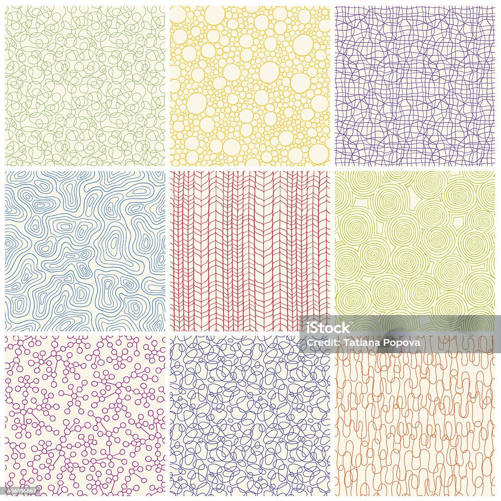 Multi Pattern Drawimg Nine Multicolored Handdrawn Patterns Stock Illustration - Download ...