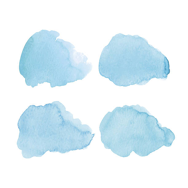 Four watercolor clouds on a white background vector art illustration