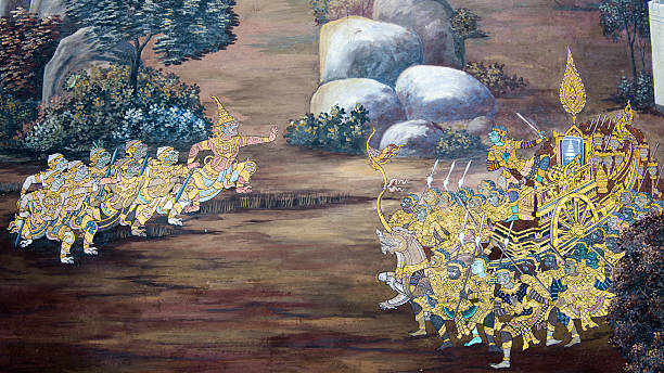 istock Historical mural painting in Thailand style 457033093