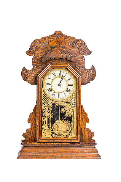 istock Antique Wooden Clock Isolated 457034359