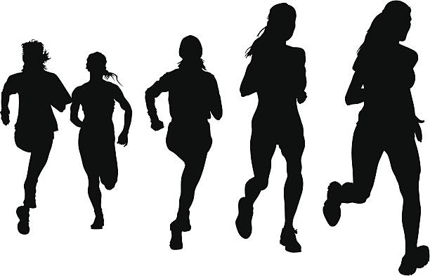 ilustrações de stock, clip art, desenhos animados e ícones de mulher de equipa - child running sport sports race