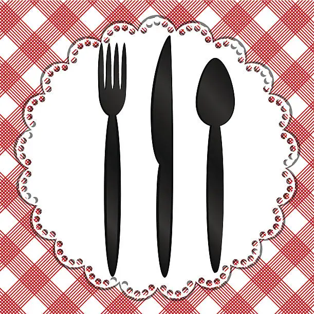Vector illustration of Template for menu with knife, fork, napkin, and spoon