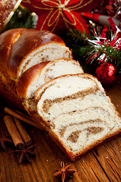 istock Sweet Bread on Christmas Decorated Background 457045009