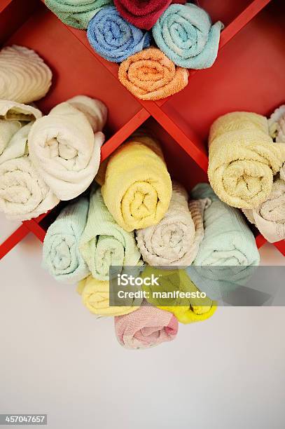 Colorful Towels Stock Photo - Download Image Now - Bed - Furniture, Bedding, Bedroom