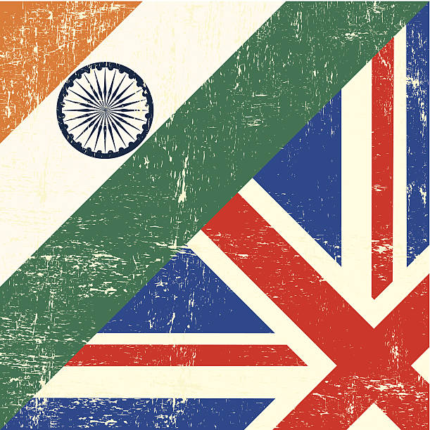 illustrazioni stock, clip art, cartoni animati e icone di tendenza di inglese e bandiera di india grunge - british flag dirty british culture flag
