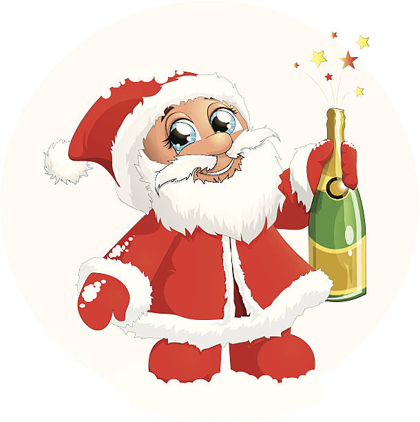 santa claus Santa Claus with shapansky bottle on a white background lieke klaus stock illustrations