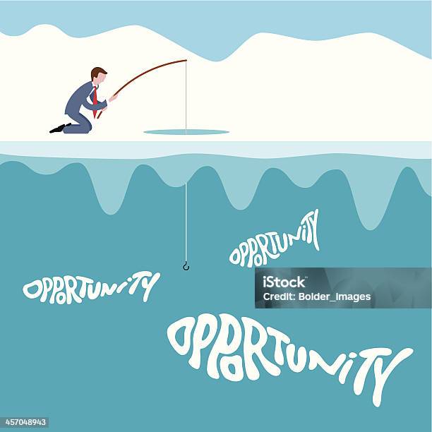 Fishing For Opportunities Stock Illustration - Download Image Now - Ice Fishing, Adult, Business