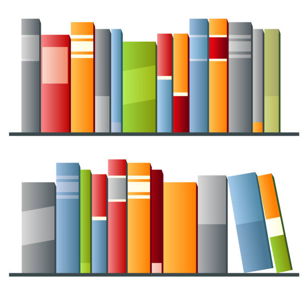 Books in a row on white background Books in a row on white background. Vector illustration rows of books stock illustrations